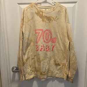 Southern Bliss co. comfort Colors mustard tie-dyed “70’s Baby” sweatshirt 2XL
